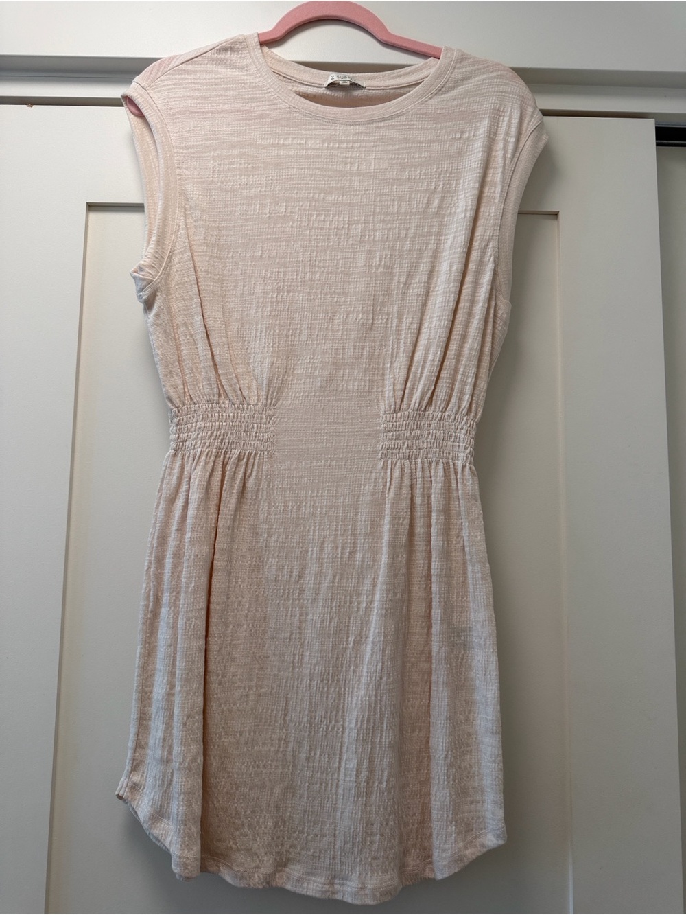 Z Supply Blush Cream Textured Short Sleeve Dress